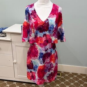 Trina Turk Vibrant Floral V-Neck Dress